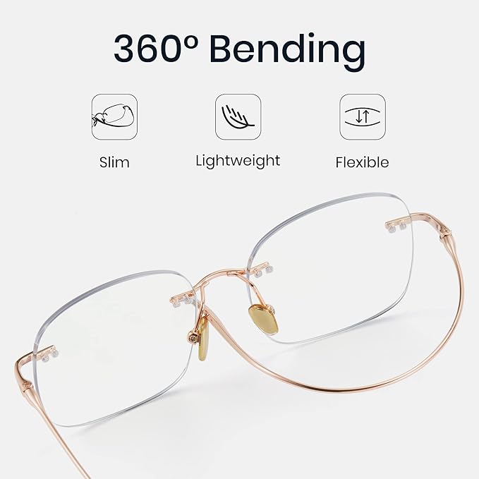 Cyxus Titanium Blue Light Glasses for Men Frameless Rimless Glasses Computer Glasses UV protection Eyeglasses