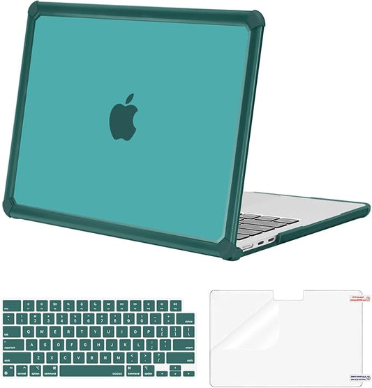 MOSISO Compatible with MacBook Air 13 inch Case M5 2026 M4 2025 M3 M2 2024-2022 A3449 A3240 A3113 A2681,3 in 1 Kit Crack-Resistant Heavy Duty Protective Plastic Hard Case with TPU Bumper, Teal Green