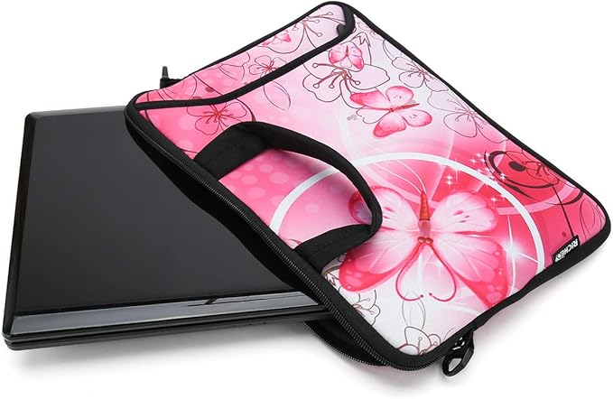 RICHEN 11 11.6 12 12.5 13 inches Laptop/Chromebook/Notebook Bag Tablet Case Neoprene Handle Sleeve with Shoulder Strap (11-13.3 inch, Pink Butterfly)