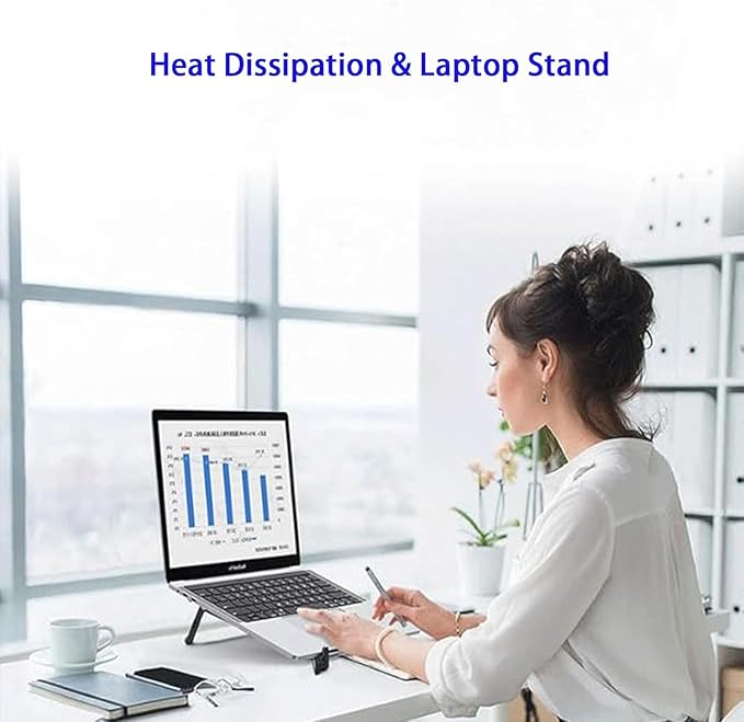 Laptop Stand for Desk, Adjustable Aluminum Alloy Magnetic Foldable Phone Stand, 8 Level Height Adjustable Laptop Stand, 3 in 1 Computer Riser for Phone, Tablet and Laptop