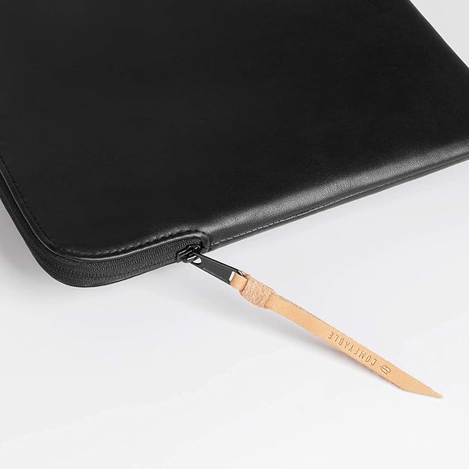 Comfyable Slim Laptop Sleeve Compatible with 13 Inch MacBook Air 13 in M5 M4 M3 M2, 13" MacBook Pro/Neo, PU Leather Bag Water-Resistant Cover Case, Black