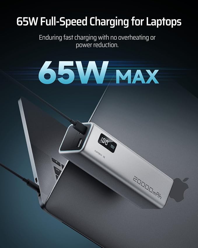 CUKTECH 65W USB C Charger+65W 20000mAh Power Bank Combo, One-Port Compact and Foldable Fast Charger Block, Fast Charging Battery Pack for iPhone 16/15, Samsung Galaxy, Google Pixel, and More