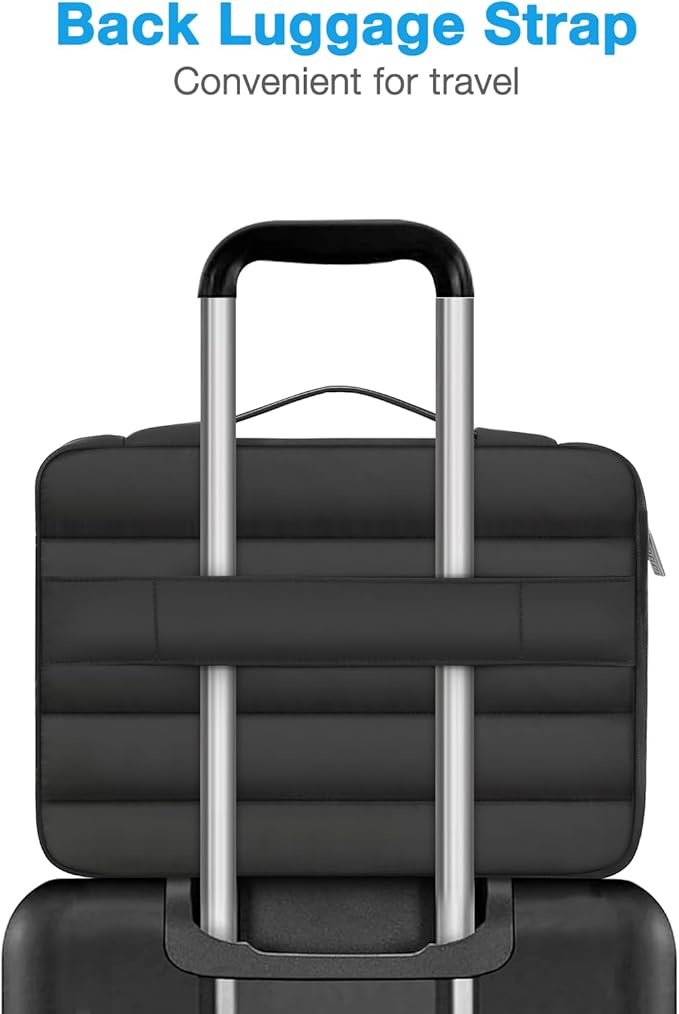 MOSISO 360 Protective 13-14 inch Laptop Case, 13.3 inch Puffy Laptop Sleeve Compatible with MacBook Air 13 13.6 M3 M2 M1/Pro 13/14, HP, Dell, ASUS, Lenovo,Polyester Horizontal Side Open Bag, Black