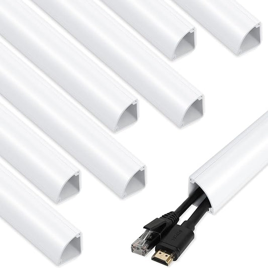 136in Corner Cable Concealer, Large Corner Cord Hider, Wire Covers for Cords, Paintable Corner Cord Cover, Cable Management Channel Cable Raceway for Wall, Floor Baseboard, Ceiling -8 X L17in by ZhiYo