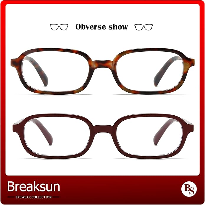 Breaksun Retro Rectangle Glasses for Women Men Small Square Blue Light Blocking Glasses Vintage Eyeglasses