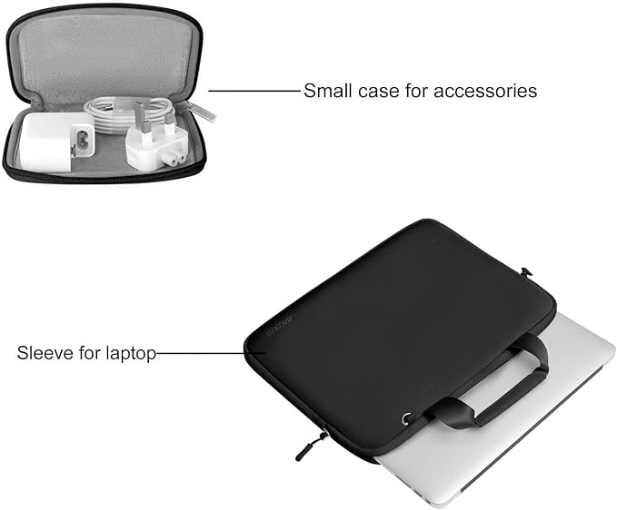 MOSISO Laptop Case 13 inch, Laptop Sleeve Bag Compatible with MacBook Air M5 M4 M3 M2 M1 2026-2018 / Neo 13 / Pro M2 M1, Neoprene Carrying Computer Bag with Handle&Detachable Small Case, Black