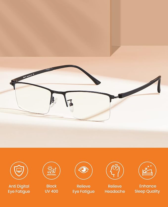 Cyxus Blue Light Blocking Glasses for Men Woman Semi Rim Computer Gaming Office Study Eyeglasses with UV Protection 8001