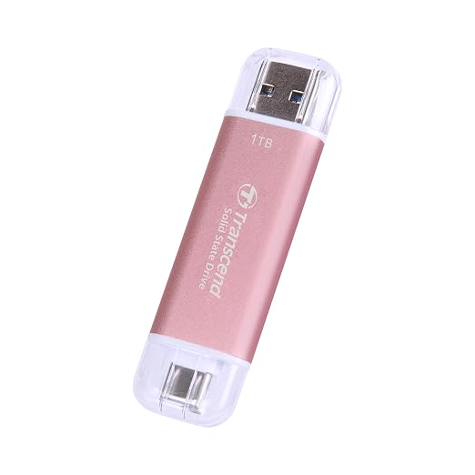 Transcend ESD310 1TB External SSD, Up to 1,050MB/s, Dual USB Drive for iPhone17,16,15, iPad&Mac/Pixel10/Tesla/Steam Deck/ROG Ally/MSI Claw/Android/PS5, 2-in-1 Type C &A, USB3.2Gen2 Portable SSD-Pink - Image 3