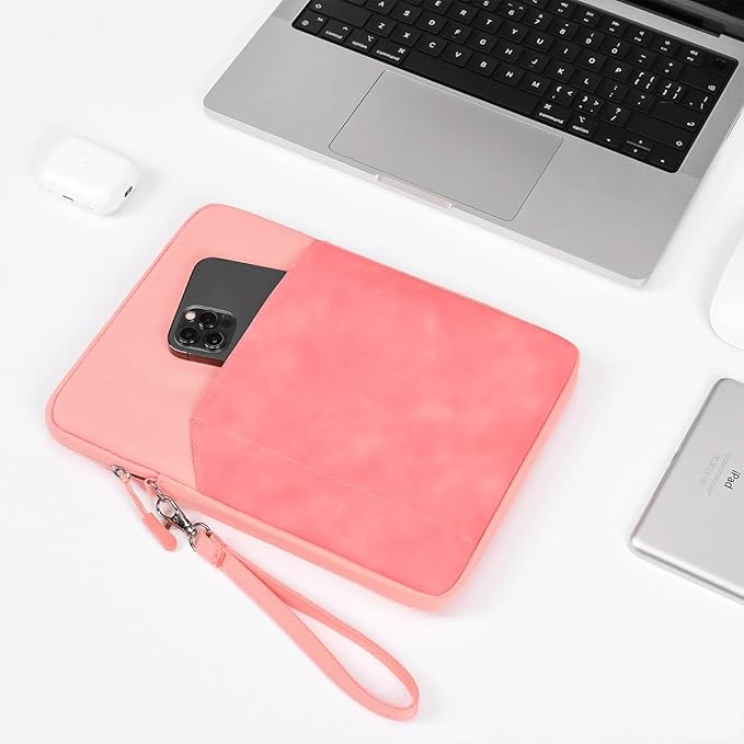 CAAORDKSO 12.9-13 inch Tablet Sleeve Bag for 13 inch iPad Air M3 2025, 13 Inch New iPad Pro M4/ Air M2 2024, iPad Pro 12.9 inch, Surface Laptop Go 12.4", Galaxy Tab S8+/S9+ 12.4, Waterproof Case Pink