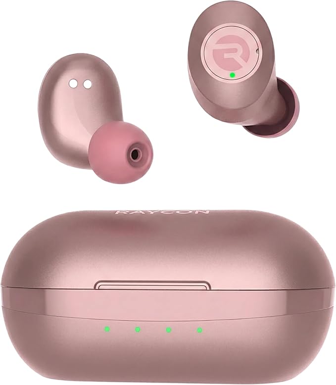Raycon Everyday Classic Bluetooth Wireless Earbuds + Microphone with Active Noise Canceling, Sweat & Water-Resistant Earphones, Ear Buds Wireless Bluetooth 32 Hours Playtime (Rose Gold)
