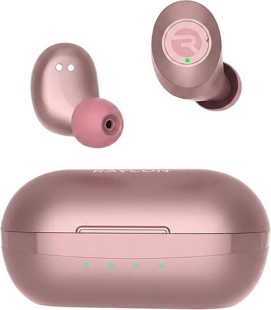 Raycon Everyday Classic Bluetooth Wireless Earbuds + Microphone with Active Noise Canceling, Sweat & Water-Resistant Earphones, Ear Buds Wireless Bluetooth 32 Hours Playtime (Rose Gold)