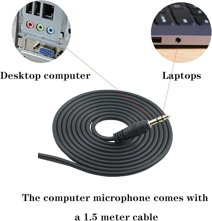 3.5mm Male Microphone, Plug and Play Desktop Laptop gooseneck Microphone, Suitable for Games, Meetings, Recording, podcasts, Games, and Online Chat