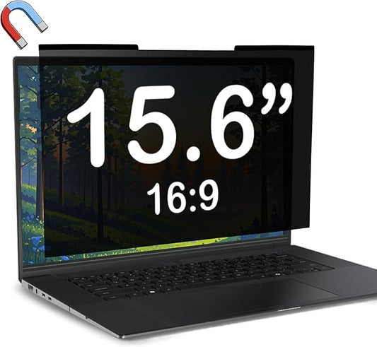 Magnetic Laptop Privacy Screen 15.6 inch for 16:9 Computer Monitor, Removable Anti-Glare Screen Privacy Shield, Screen Filter and Protector for Laptop, Fits (FHD 1920 × 1080)