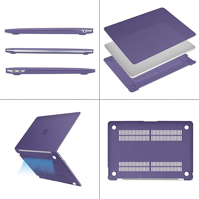 MOSISO Compatible with MacBook Air 13 inch Case M1 Chip 2021-2018 Release A2337 A2179 A1932, Plastic Hard Shell&Keyboard Cover&Screen Film&Storage Bag for MacBook Air 13.3 inch Case, Imperial Purple