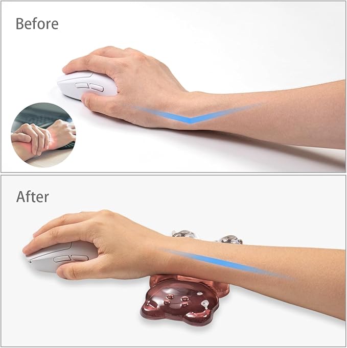 Brown Gel Mouse Wrist Rest –Cute Bear Mouse Wrist Rest, Ergonomic Mouse Support,Comfort & Support for Typing and Gaming