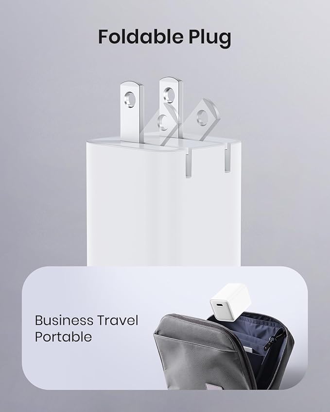 30W Compact Wall Charger, USB C Charger Block with GaN III Tech, PD3.0 PPS QC4.0 Fast Charging Foldable Power Adapter for iPhone 17 16 15, Galaxy, Pixel, iPad, AirPods (White, 2 Pack)