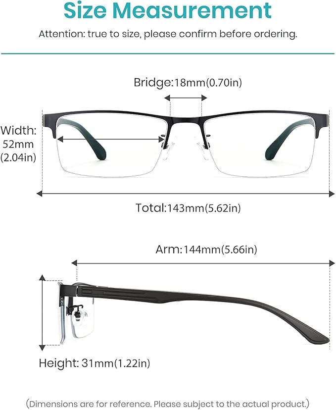 Cyxus Blue Light Blocking Glasses for Men Woman Semi Rim Computer Gaming Office Study Eyeglasses with UV Protection 8001