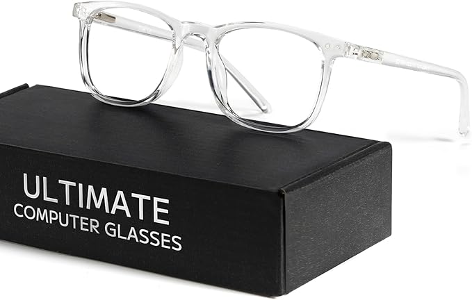 TIJN Sleep Glasses Blue Light Blocking Square Eyeglasses Dual AR Coatings for Computer Gaming Screen Fatigue & UV Protection