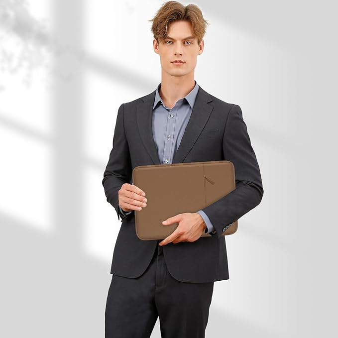 MOSISO Laptop Case 13.3 inch, 13-13.3 inch Laptop Sleeve Compatible with MacBook Air/Pro 13/Pro 14 M5 M4 M3 M2 M1, HP Dell ASUS Lenovo,Polyester Vertical Computer Sleeve Bag with Pocket, Mocha