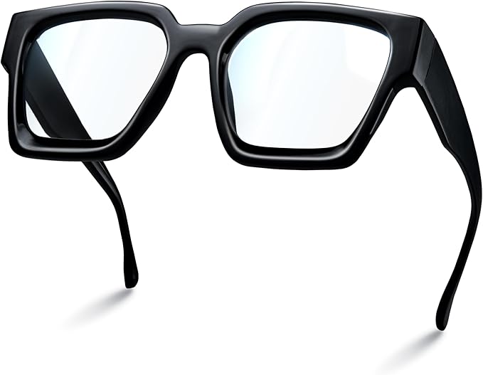 livho Oversized Eyewear Frame for Woman and Men - Rectangle Fashion Glasses for Computer, Chic Preppy Frame