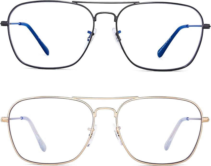 JM Aviator Blue Light Blocking Computer Glasses, Square Eye Protect Video Eyeglasses Anti Glare Men Women