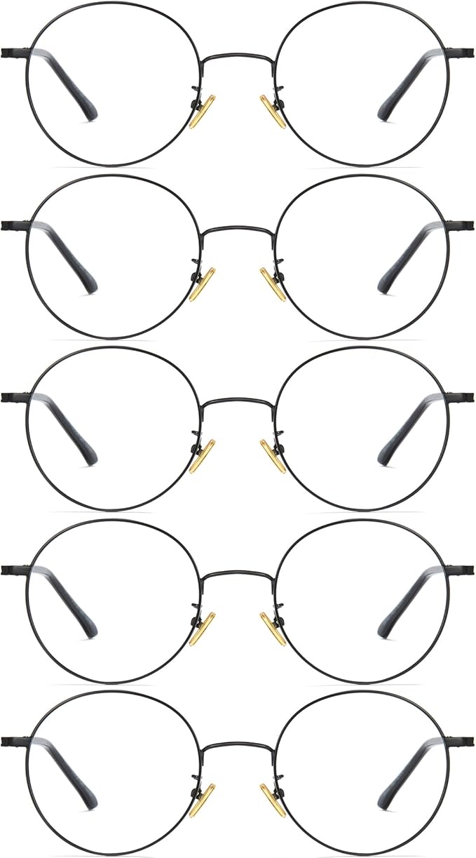 Cyxus Blue Light Glasses for Men and Women, Round Metal Frame Computer Eyeglasses for Office, Gaming, Reading 8090