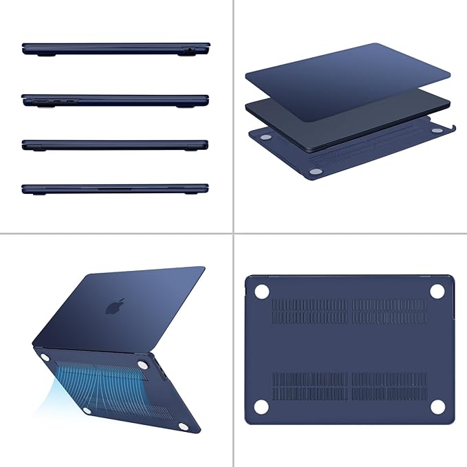 MOSISO Compatible with MacBook Air 13 inch Case M5 2026 M4 2025 M3 M2 2024-2022 A3449 A3240 A3113 A2681,Hard Shell&Keyboard Cover&Screen Film&Pouch for MacBook Air 13.6 inch Case, Midnight