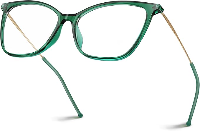 VISOONE Oversized Cat Eye Blue Light Blocking Glasses for Women Large Cute Lightweight Eyeglasses Metal Frame Calina