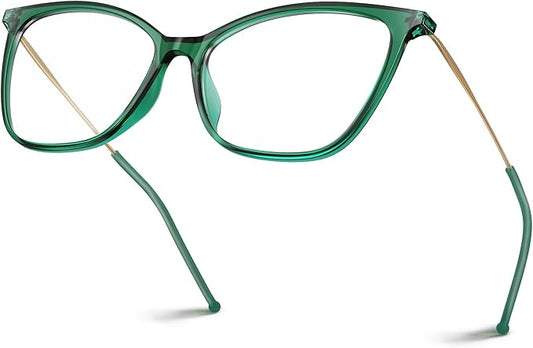VISOONE Oversized Cat Eye Blue Light Blocking Glasses for Women Large Cute Lightweight Eyeglasses Metal Frame Calina