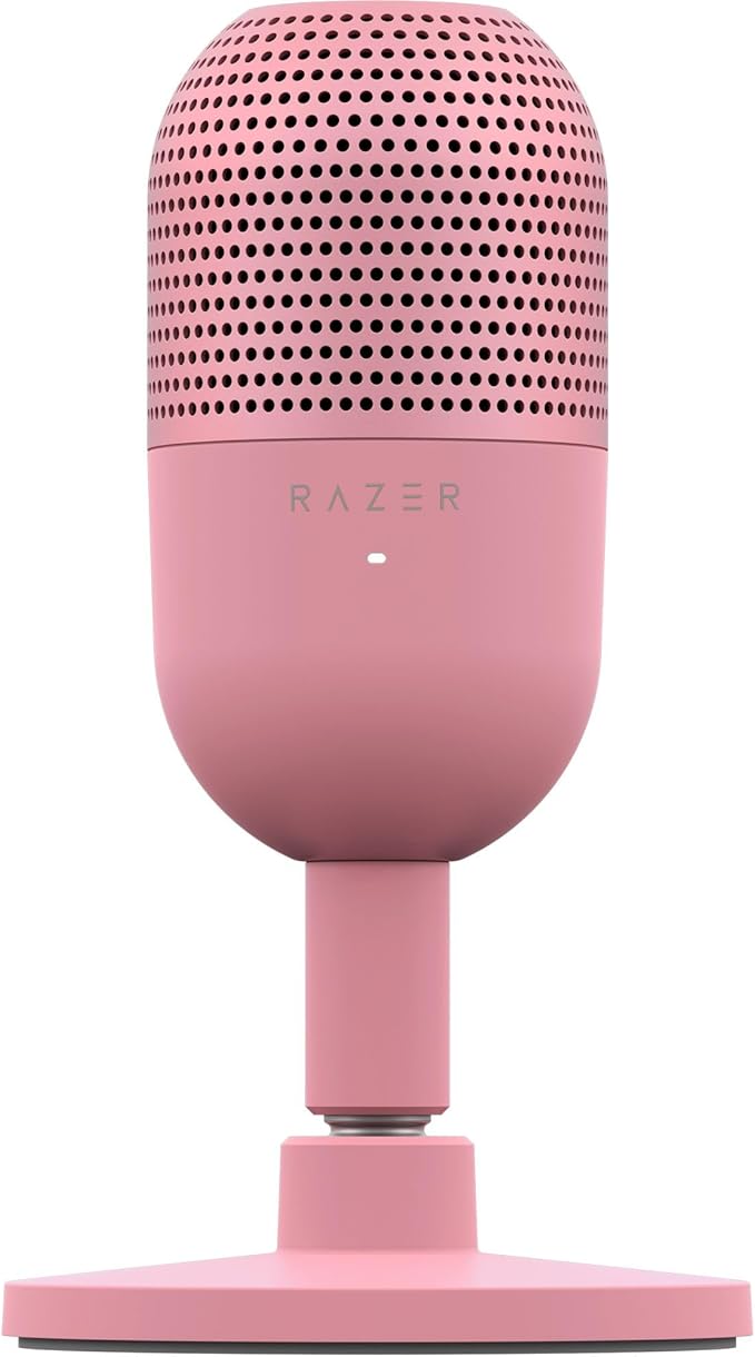 Razer Seiren V3 Mini USB Microphone: Condenser Mic - Supercardioid Pickup Pattern - Tap-to-Mute Sensor with LED Indicator - Shock Absorber - Ultra Compact - PC, Discord, OBS Studio, XSplit - Quartz