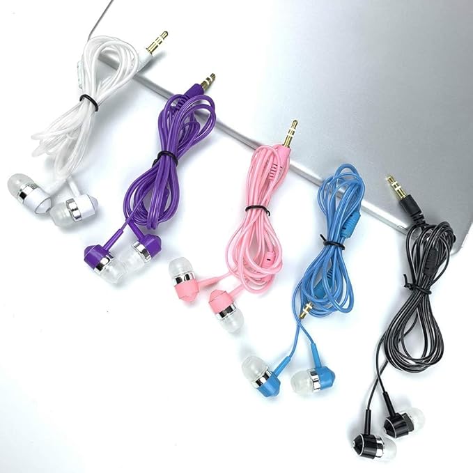 Wired Earbuds Bulk Wired Earphones Mixed Colors 10 Packs Compatible with iPhone Smartphone Computer Laptop MP3 School Classroom 3.5mm Connectivity Ear Buds Headphones