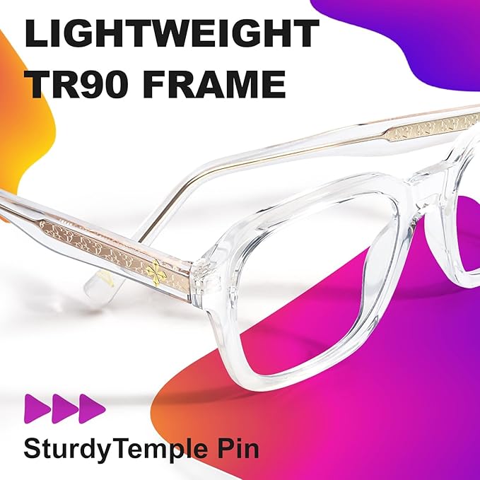VISOONE Oversized Square Blue Light Blocking Glasses Fashion Computer Eyewear for Women and Men BENNETT