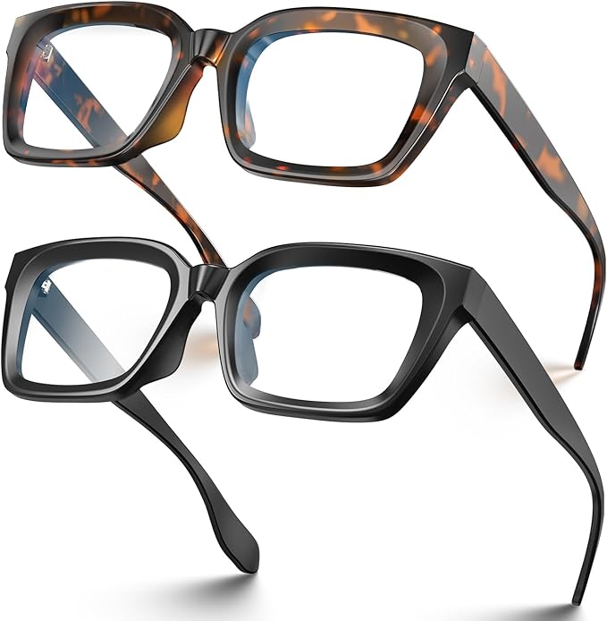 VISOONE Chunky Square Blue Light Blocking Glasses with Anti Computer Glare for Working Women Men MONTANA