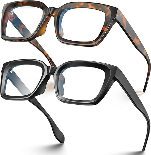 VISOONE Chunky Square Blue Light Blocking Glasses with Anti Computer Glare for Working Women Men MONTANA