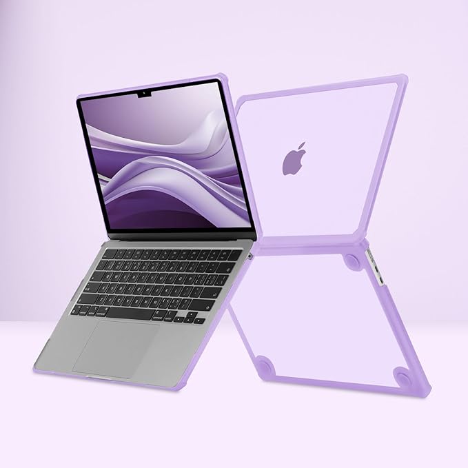 MOSISO Compatible with MacBook Air 13 inch Case M5 2026 M4 2025 M3 M2 2024-2022 A3449 A3240 A3113 A2681,3 in 1 Kit Crack-Resistant Heavy Duty Protective Plastic Hard Case with TPU Bumper, Purple