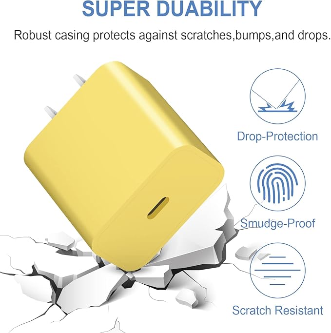 Samsung USB C Charger Block - Type C 3-Pack for iPhone 16/15/14/13/12 Pro Max & Samsung (Yellow)