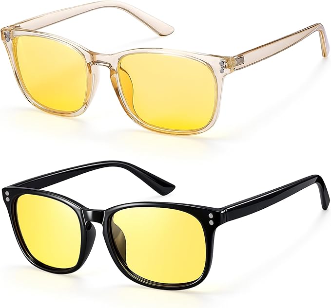 Polarized Sunglasses for Women Men, Night Driving Glasses Anti Glare Yellow Lens UV 400 for Day Night Use
