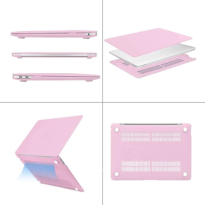 MOSISO Compatible with MacBook Air 13 inch Case M1 Chip 2021-2018 Release A2337 A2179 A1932, Plastic Hard Shell&Keyboard Cover&Screen Film&Storage Bag for MacBook Air 13.3 inch Case, Clear Pink