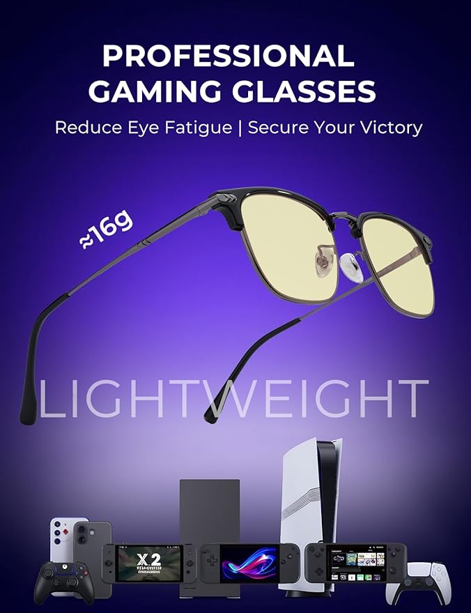 ZanyLen Blue Blocker Glasses for Men Metal Browline Computer Gaming Glasses Filter Blue Ray