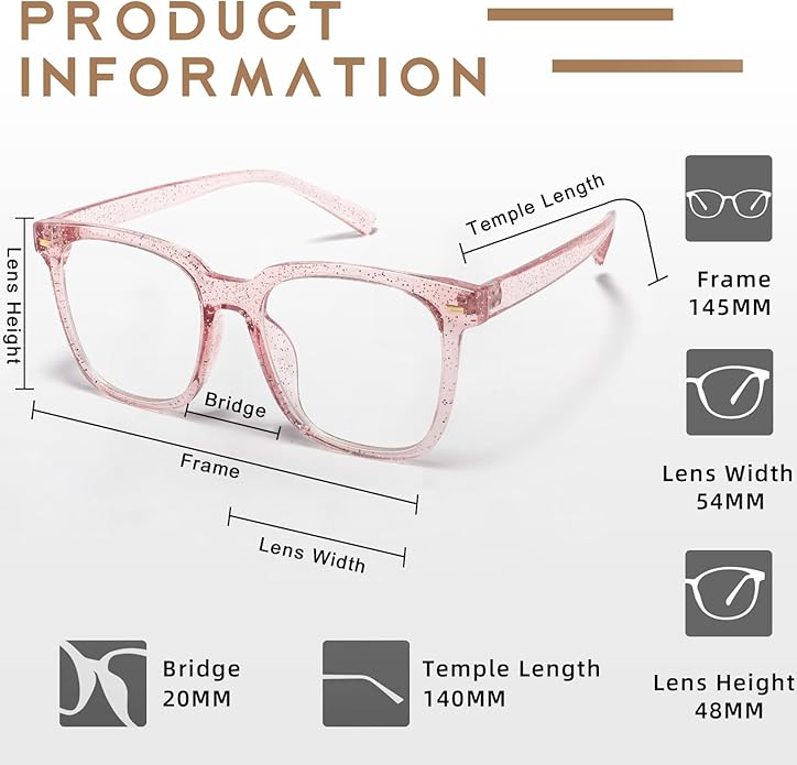 PANNER Oversized Square Blue Light Blocking Glasses for Women Men Anti Glare Reduce Eyestrain Computer Glasses