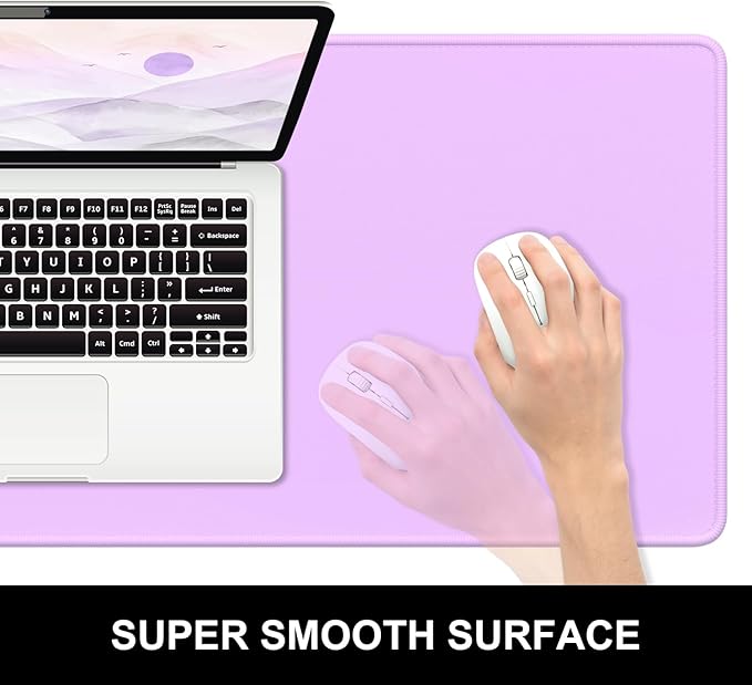 Hsurbtra Desk Pad, 32" x 16" Premium-Textured Desk Mat, Stitched Edge Anti-Slip Waterproof Rubber Mouse Pad, L Extended Computer Mat for Office Gaming Laptop Keyboard Vanilla Purple