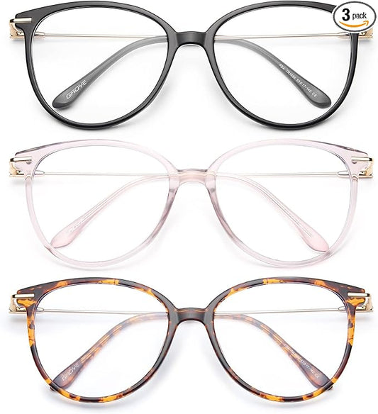 Gaoye Blue Light Blocking Glasses - Trending Round TR90 Frames, Metal Arms, UV400 Protection - Matching Soft Case