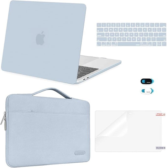 MOSISO Compatible with MacBook Pro 13 inch Case M2 2026, 2025, 2024-2016 A2338 M1 A2251 A2289 A2159 A1989 A1708 A1706, Plastic Hard Case&Bag&Keyboard Skin&Webcam Cover&Screen Protector, Baby Blue