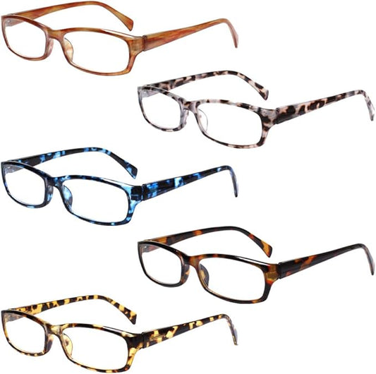 Henotin 5-Pack Reading Glasses Blue Light Blocking Anti Eyestrain Computer Reading Glasses for Women and Men Readers (5 Pack Mix Color, 1.75)