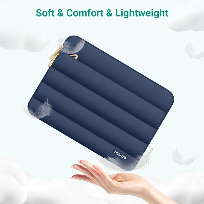 MOSISO Laptop Case 16 inch, 15-15.6 inch Puffy Laptop Sleeve Compatible with MacBook Pro 16 M5 M4 M3 M2 M1, HP Dell ASUS Acer Toshiba Lenovo, Polyester Horizontal Bag with Small Case, Midnight Blue
