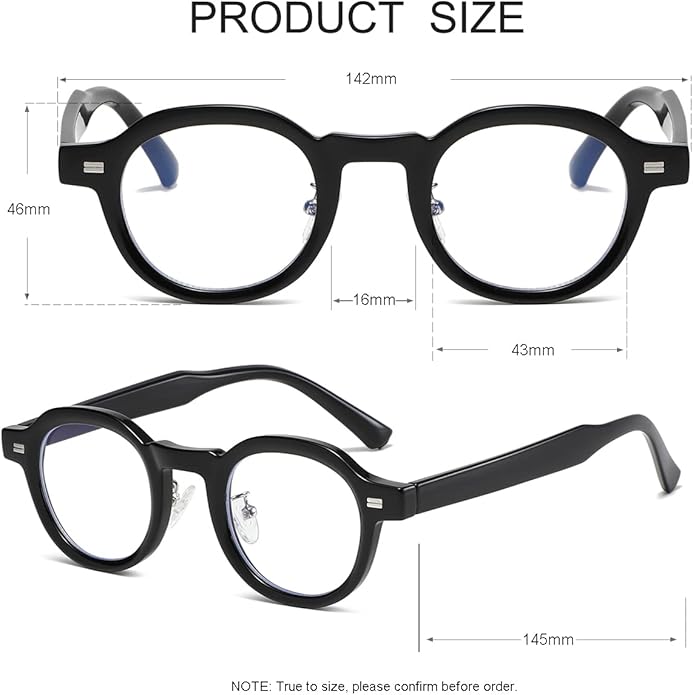 JOVAKIT Trendy Round Blue Light Blocking Glasses for Women Men Retro Vintage Circle Style Non-prescription Computer Glasses