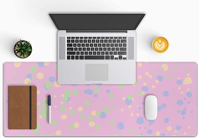 Colorful Polka Dots Large Gaming Mouse Pad with Stitched Edges, Desk Pad Extended Keyboard Mat, Non-Slip Rubber Base Mousepads for Laptop, Office, Home, 31.5X11.8 inch
