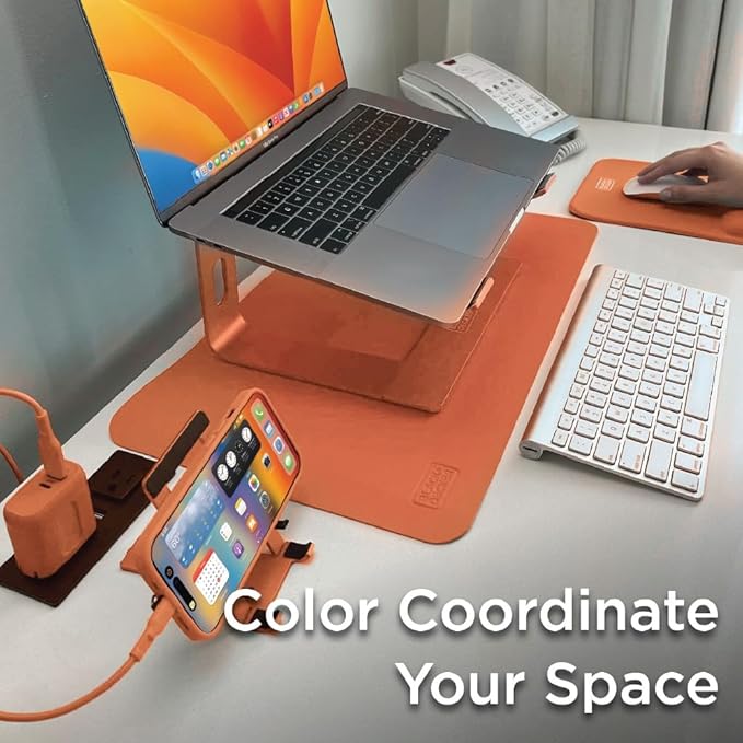 BLACK+DECKER Small Travel Desk Mat, Office Desk Pad, Computer Mat, Laptop Pad for Mobile Office, Computer Furniture Protector, Compact for Carry-On Bags, Ideal for Travel & Work (12"x 20"), Coral