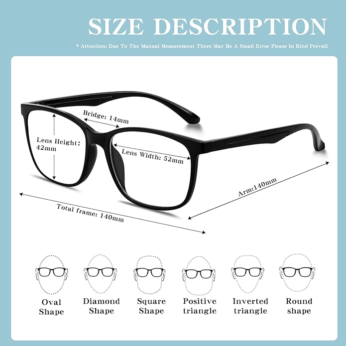 Oilway Blue-Light Blocking Glasses for Women Men - 3Pack Computer Reading/Gaming/TV/Phones Glasses Anti Eyestrain