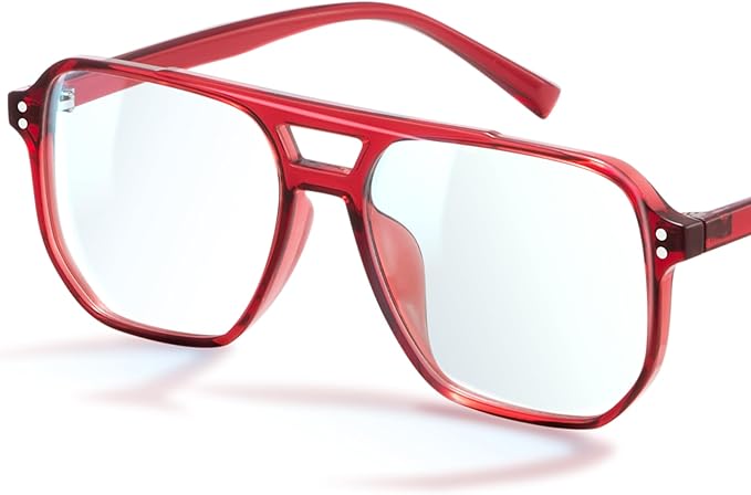 livho Retro Aviator Blue Light Blocking Glasses for Women Men with Soft Case, Trendy Rectangle Computer Eyeglasses